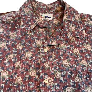 Rey Spooner VTG Hawaiian Mens Pull Over Reverse Print Shirt SZ L Muted Floral